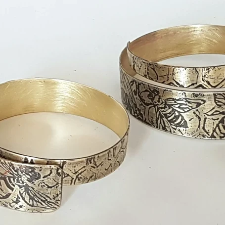 Out Of Line Overlap Cuffs in Brass