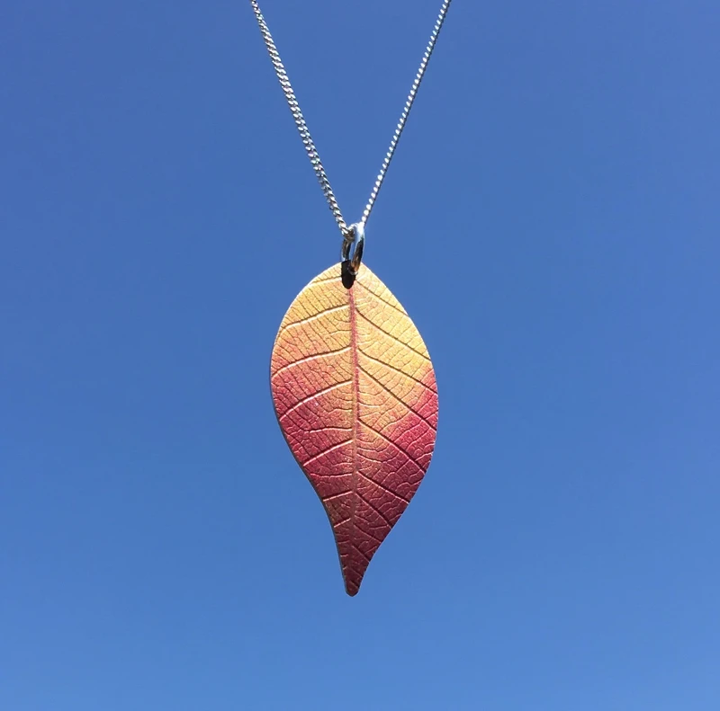 Pink Cherry leaf necklace