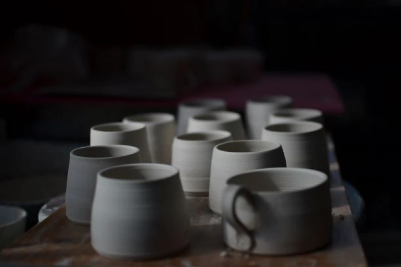 Ceramic cups ready to fire
