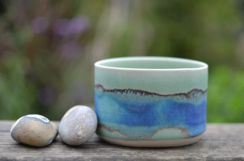 Ceramic handmade small bowl - Glazed in turquoise