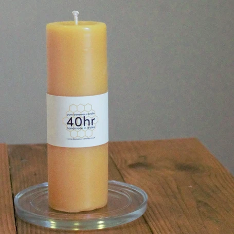 40 hour pure beeswax pillar candle