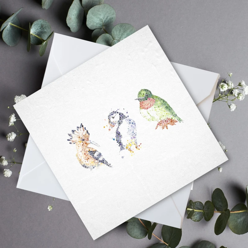 Three Birds Watercolour Card