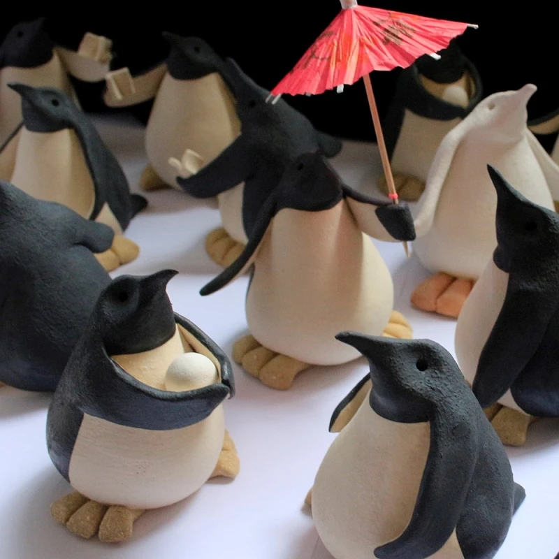 Collection of ceramic penguins